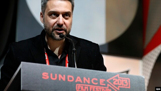 Srđan Golubović na dodeli nagrade Sandens film festivala za njegov film Krugovi, januar 2013.