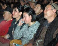 Relatives of some of the six Aksy victims at a memorial ceremony in Bishkek on March 16 (RFE/RL)