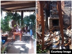 A photograph showing how Nadia's "dream home" used to look and what it's like today.