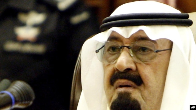 Saudi King Abdullah bin Abdul Aziz delivers a speech to the Saudi Shura Council, or advisory assembly, in Riyadh on September 25, when he announced future suffrage for women.