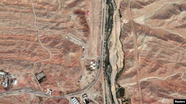 A satellite image of the Parchin military facility.