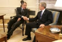 U.S. President Bush (right) discussed the WTO deal with Russian Foreign Minister Sergei Lavrov in Washington in March (epa)