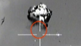 Israel released images appearing to show an explosion after it scrambled fighter jets on October 6 to intercept a drone that crossed deep into Israeli airspace from the Mediterranean Sea.