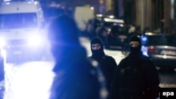Belgian police block a street in the eastern city of Verviers during an antiterror operation on January 15.