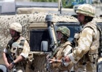 British troops patroling the road between Kabul and the airport on July 23 (epa)