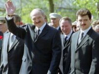Is Lukashenka grooming his son Viktar (right) to succeed him? (ITAR-TASS file photo)