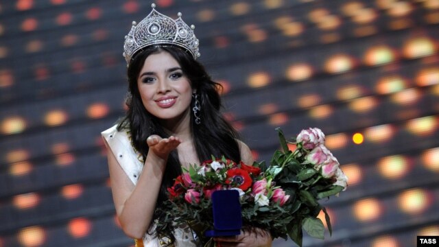 Eighteen-year-old Elmira Abdrazakova after being crowned Miss Russia 2013 in Moscow on March 2