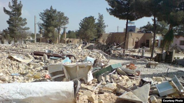 Only rubble remains from the destroyed house of worship in Isfahan