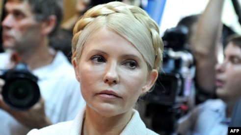 Yulia Tymoshenko at the beginning of her court hearing in Kyiv on June 24, 2011.