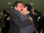 People greet loved ones returning from Egypt today at Baku airport.