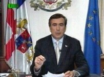 Saakashvili announcing the date of early elections to a nationwide audience on November 8 (AFP)