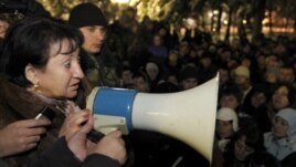 Alla Dzhioyeva addressed supporters in Tskhinvali in December.