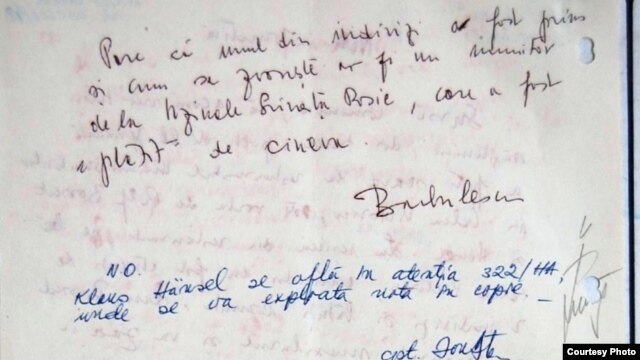 Unul din documentele de delațiune din arhiva Securității