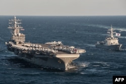 Авианосец ВМС США "Рональд Рейган" на учениях в Японском море
