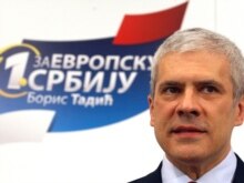 Serbia -- President Boris Tadic after his headquarters claimed victory in parliamentary elections in Belgrade, 11May2008