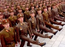 North Korea – Military – North Korean soldiers during a practice parade, Pyongyang, 22Mar2006