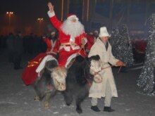 Kyrgyzstan – A Kyrgyz Santa Claus arriving for the Santa Claus festival on a yak, Bishkek, 30Dec2007