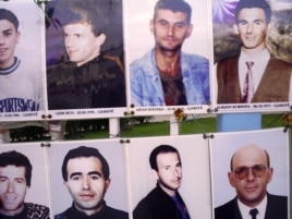 Albion Kumnova and other disappeared Kosovars on the wall of the missing in Pristina (file photo)