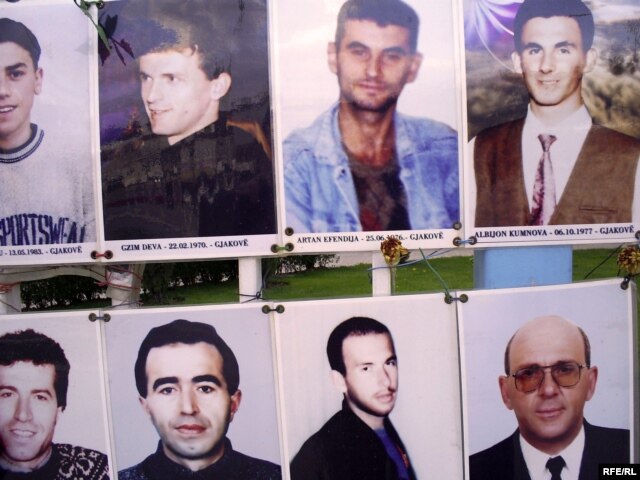 Albion Kumnova and other disappeared Kosovars on the wall of the missing in Pristina (file photo)