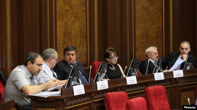 Armenia - Deputies from the opposition Armenian National Congress attend a parliament session in Yerevan, 22Jun2012.