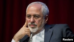 Iranian Foreign Minister Mohammad Javad Zarif speaks at the New York University Center on International Cooperation in New York on April 29.