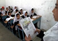 An Afghan classroom in the Kabul area in June (epa)