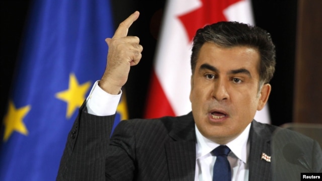 President Mikheil Saakashvili delivered his speech from the presidential residence in Tbilisi on February 8.