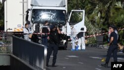 The truck used to mow down and kill 84 Bastille Day revelers on the famous Promenade des Anglais in Nice in southern France