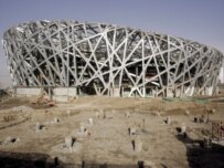 The National Stadium under construction in Beijing in January 2007 (epa)