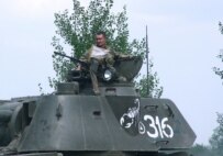 Russian peacekeepers guarding the Roki tunnel, which joins North and South Ossetia