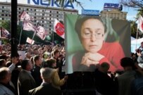 A rally in memory of Anna Politkovskaya in Moscow on August 30 (RFE/RL)