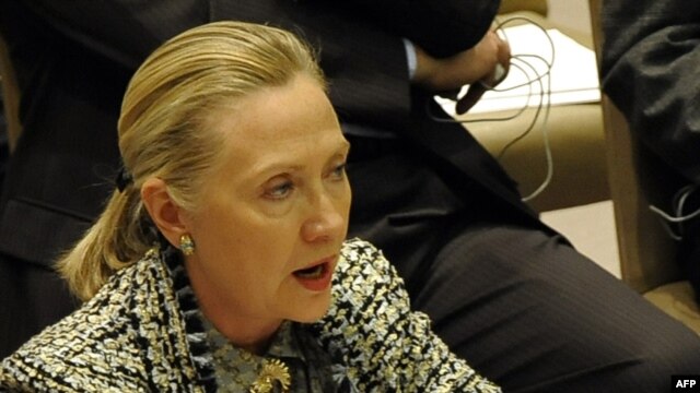 U.S. Secretary of state Hillary Clinton at a UN Security Council meeting on the Middle East earlier this month. 