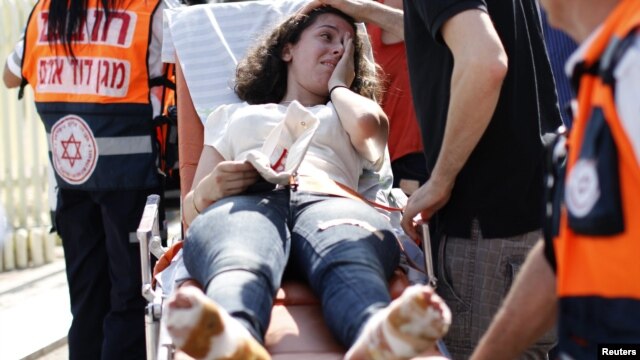 An Israeli wounded during the attack.