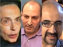 Iran-Image the TV show confession of Kian Tajbakhsh(Right),Haleh Esfandiari(center) Iranian-American civilians who detaind by Iran security minister and Ramin Jahanbagloo,Iranian -Canadian civilian, 18 July 2007