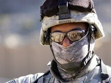 Afghanistan -- A US soldiers prepares to conduct a combat patrol from Firebase Wilderness in Gardez province, 22Nov2006