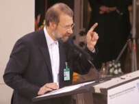 Ali Larijani delivering a speech in January (Courtesy Photo)