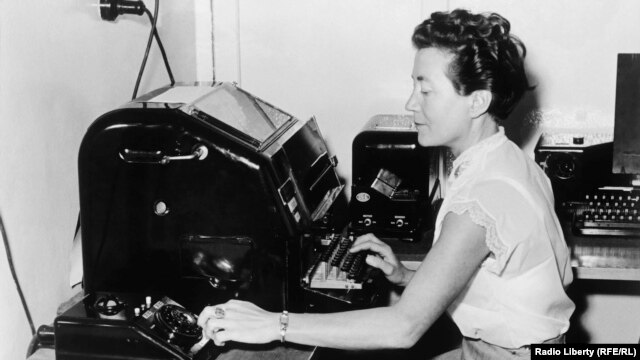 A Teletype operator at Radio Liberty in Lampertheim, Germany in the 1950s.