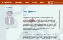 Фрагмент веб-сайта «Международный консорциум журналистов-расследователей» с профайлом Тимура Куанышева.