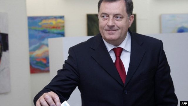 Republika Srpska President Milorad Dodik casts his vote in elections for local authorities in Banja Luka in October.