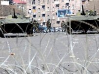 Armored troops in the capital, Yerevan, on March 2