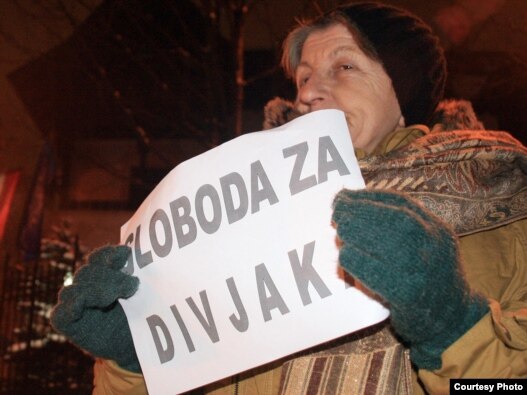 Bosnia and Herzegovina - Sarajevo, After it was reported that the General Jovan Divjak was arrested on Thursday night at the airport in Vienna, the citizens of Sarajevo took to the peaceful protest in front of the Embassy of the Republic of Austria, 03Ma