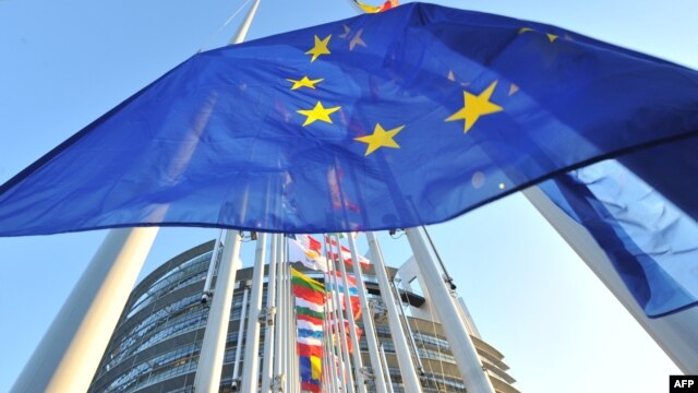European flags fly in front of the European Parliament in the northeastern French city of Strasbourg on January 16, 2012, on the eve of the first session of the year and the election of the new EU Parliament president to succeed former Polish Prime Minist