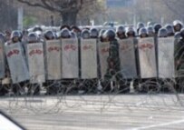 Armenian security forces confront protesters