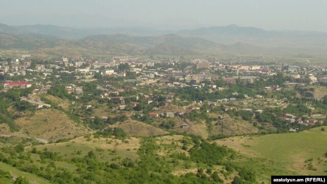 Nagorno-Karabakh - A panoramic view of Stepanakert, 8Jul2011.