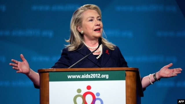 U.S. Secretary of State Hillary Clinton speaks at the 19th International AIDS Conference in Washington, D.C.