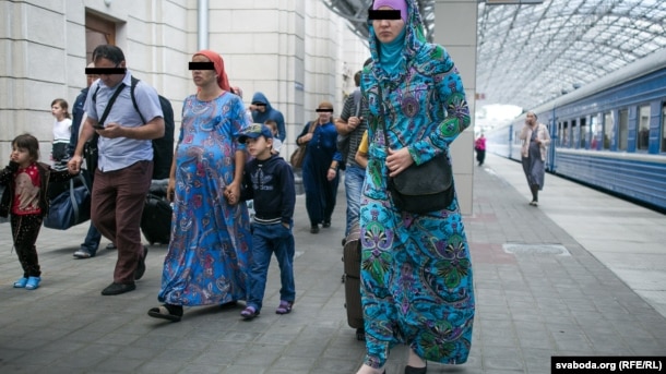 Чеченские мигранты, прибывшие в Беларусь