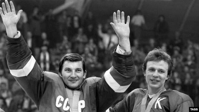 Roman Sagdeyev was an aide to the Duma Deputy Vladislav Tretyak (left), a former goalkeeper for the Soviet Union's national ice-hockey team.