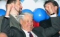 Russia – Politics – Ex-President Boris Yeltsin celebrates a Russian victory over Cuba in the Yeltsin Cup volleyball tournament, Nizhny Tagil, 25Apr2004. Source: ITAR-TASS.
