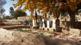 A man stands alongside the graves of some of the 16 Afghan villagers who were killed in the March massacre of which Bales is accused.