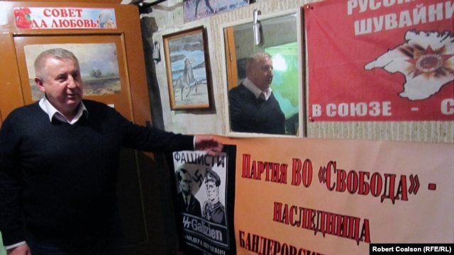 Crimean parliament deputy and pro-Russian separatist Sergei Shuvainikov in his office in Simferopol. 